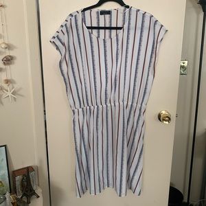 White striped fit and flare dress